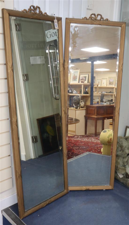 A pair of early 20th century rectangular gilt robing mirrors H.155cm